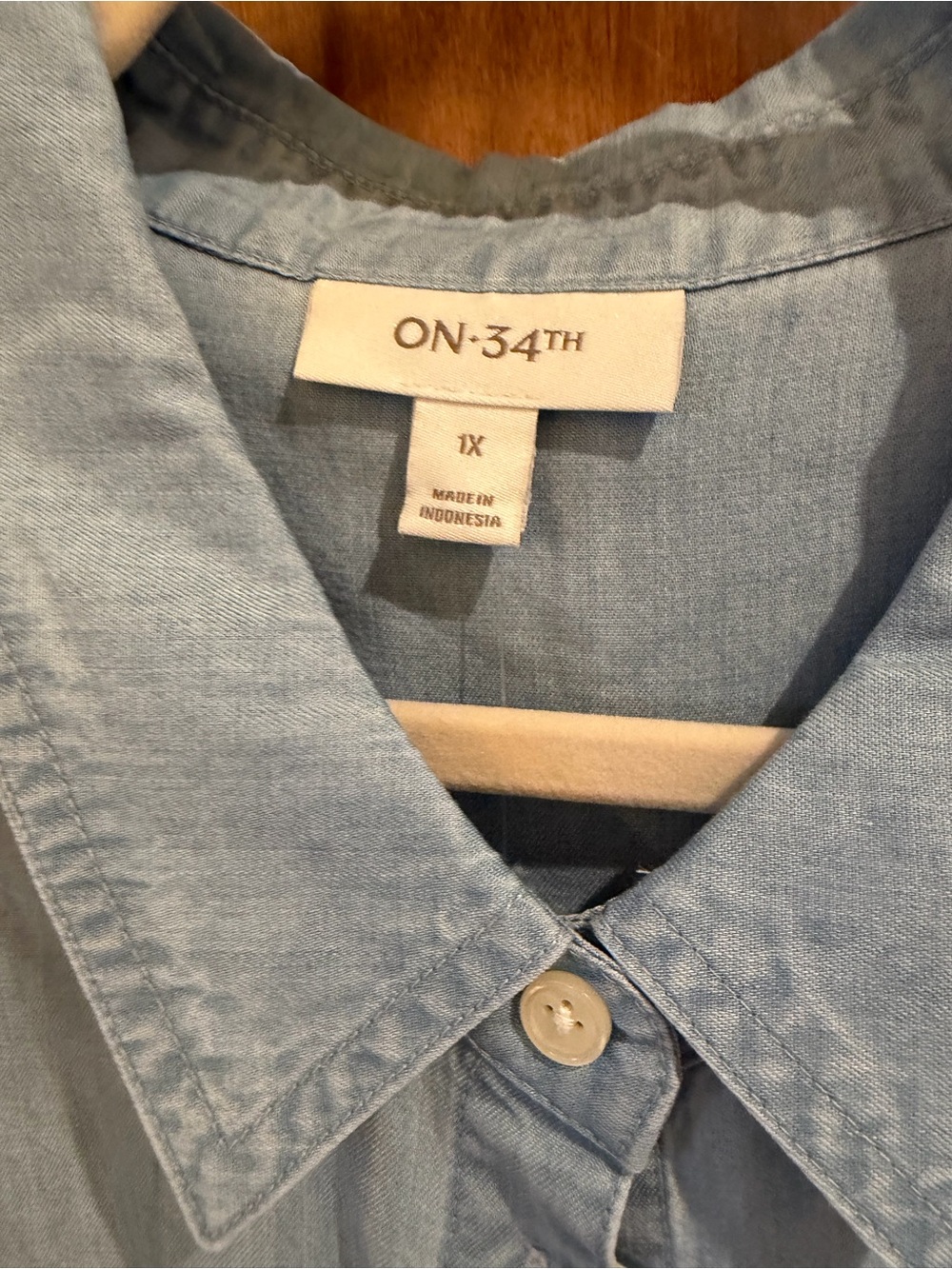 ON:34TH Light Blue Women's Chambray Blouse